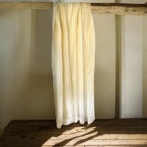 SERENA & LILY 2 100% LINEN SHADOW STRIPE SHEER CURTAIN PANELS 50x84